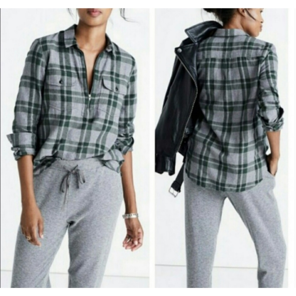 Madewell Green Zip Flannel